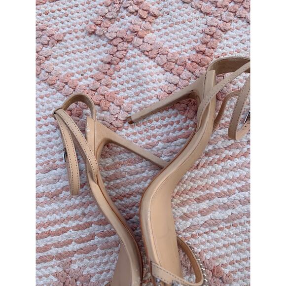 Tan SCHUTZ Loule Leather Rhinestone High Heels US 7.5 - Picture 7 of 10